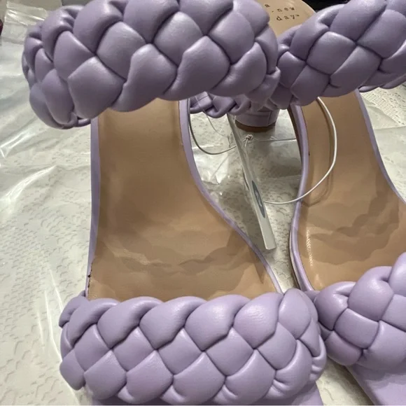 A New Day Lilac Purple Basil Slip On Double Band Woven Mule Heels New! - Picture 8 of 10